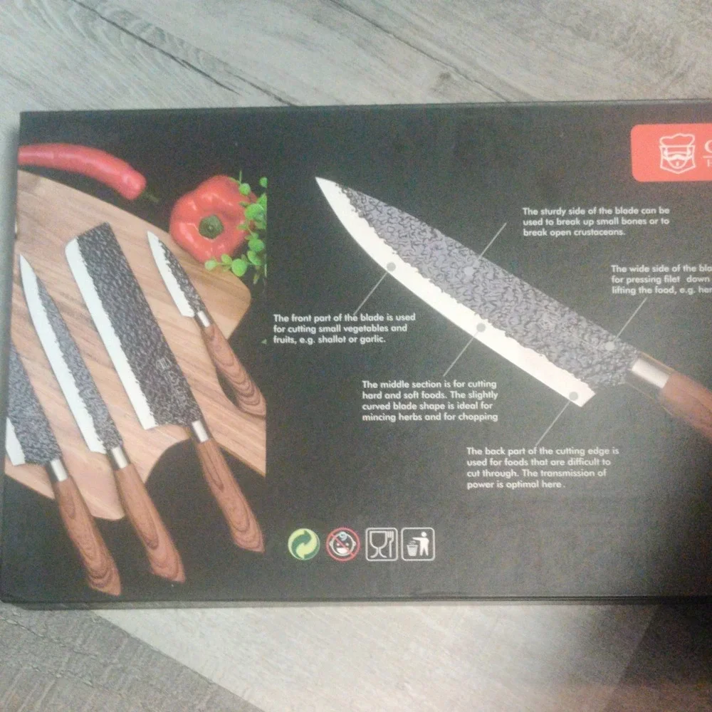 Cutlery ER-0588 6-Piece Stainless Steel‎ Knife Set with Cleaver & Shears